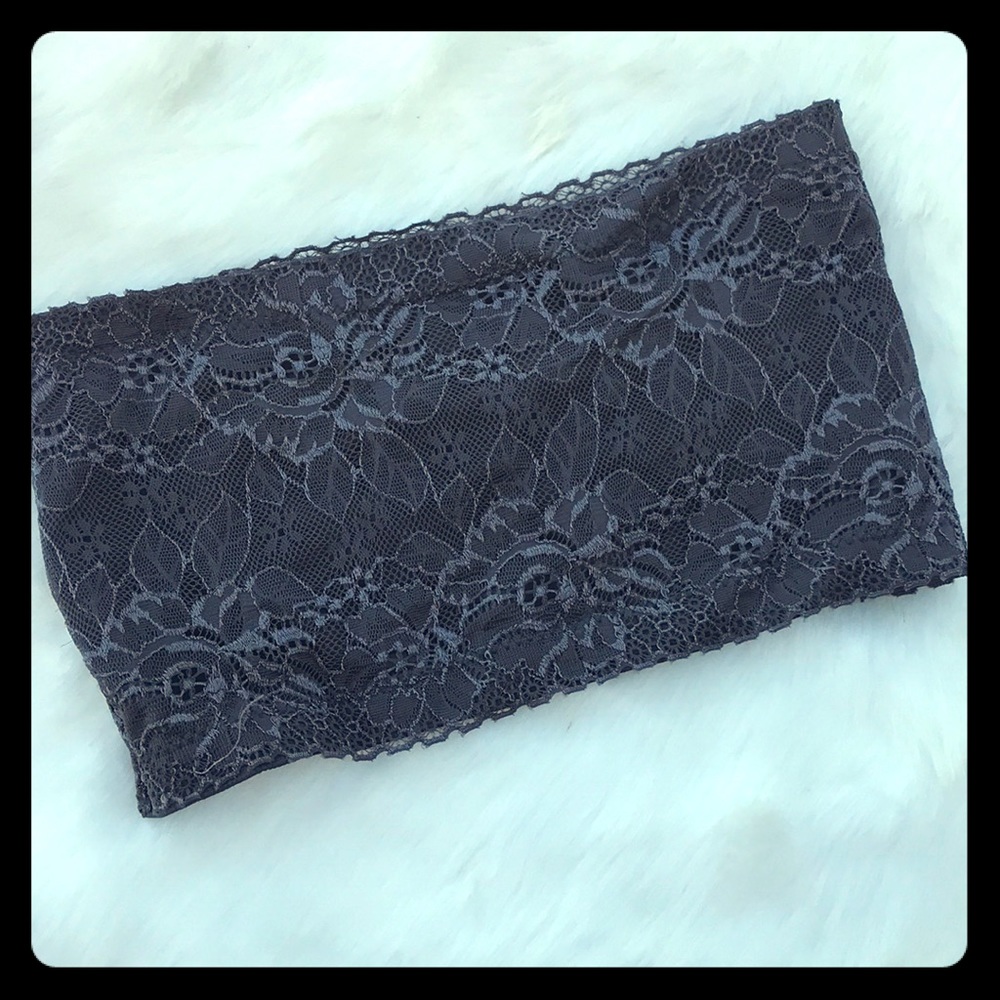 Dark grey lace bandeau